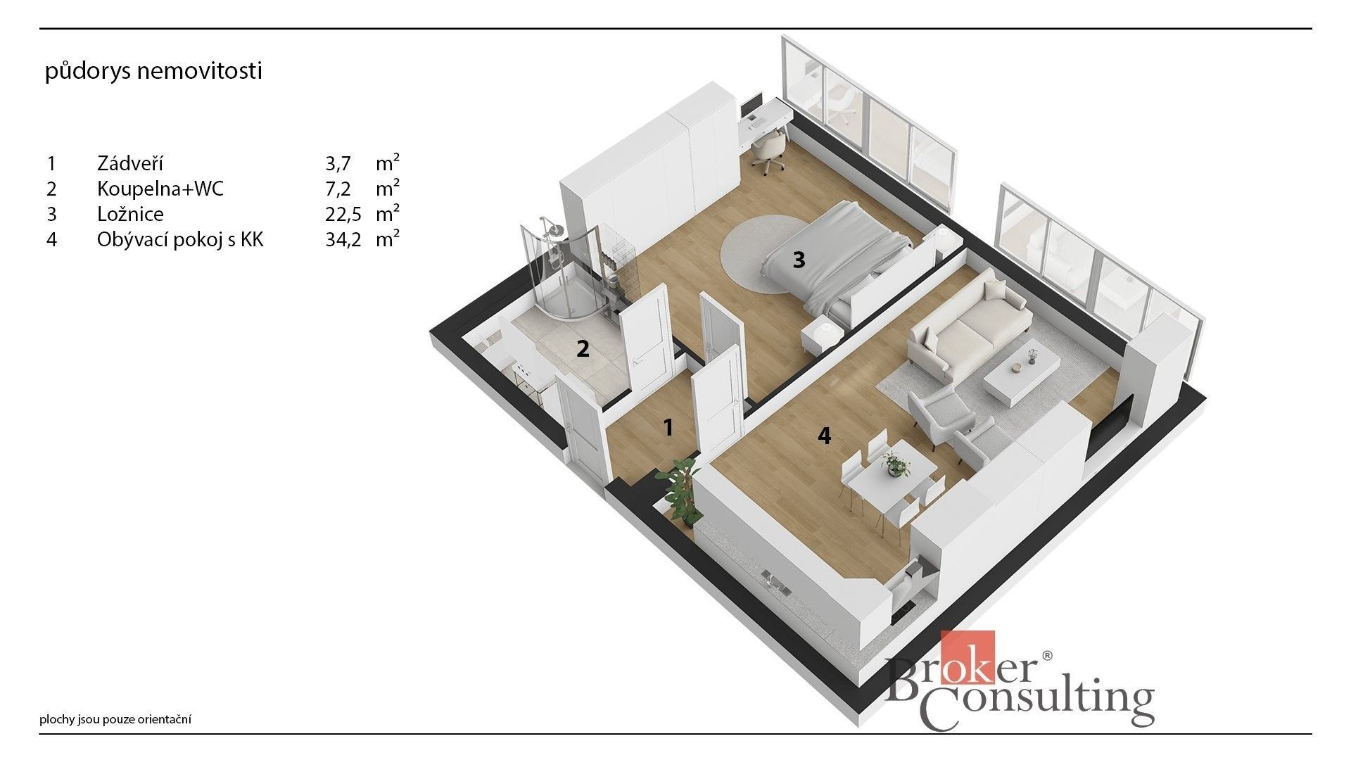 Byt 2+kk · 67 m² · Na Harfě, Praha - 4