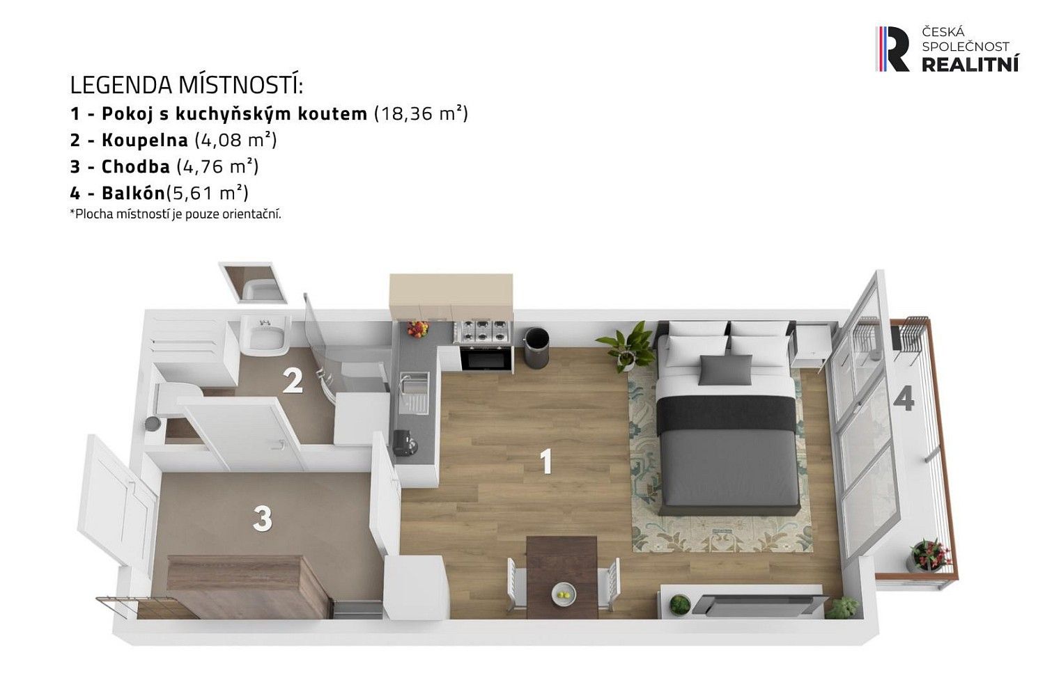 Byt 1+kk · 29 m² · Praha - Třebonice, okres Praha 17, Hlavní město Praha - 4