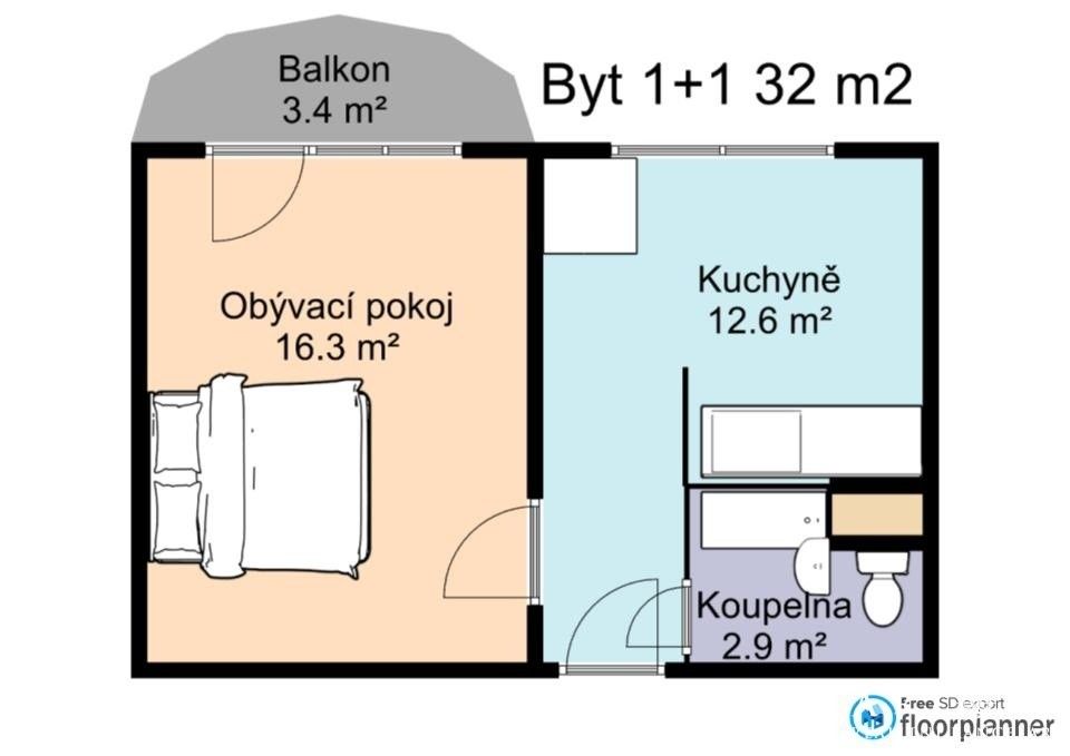 Pronájem byt 1+1 - Schwaigrova, Brno, 32 m²