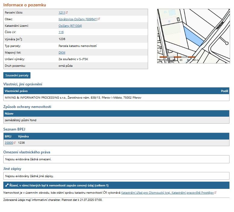 Prodej pozemek pro bydlení - Tištín, 798 29