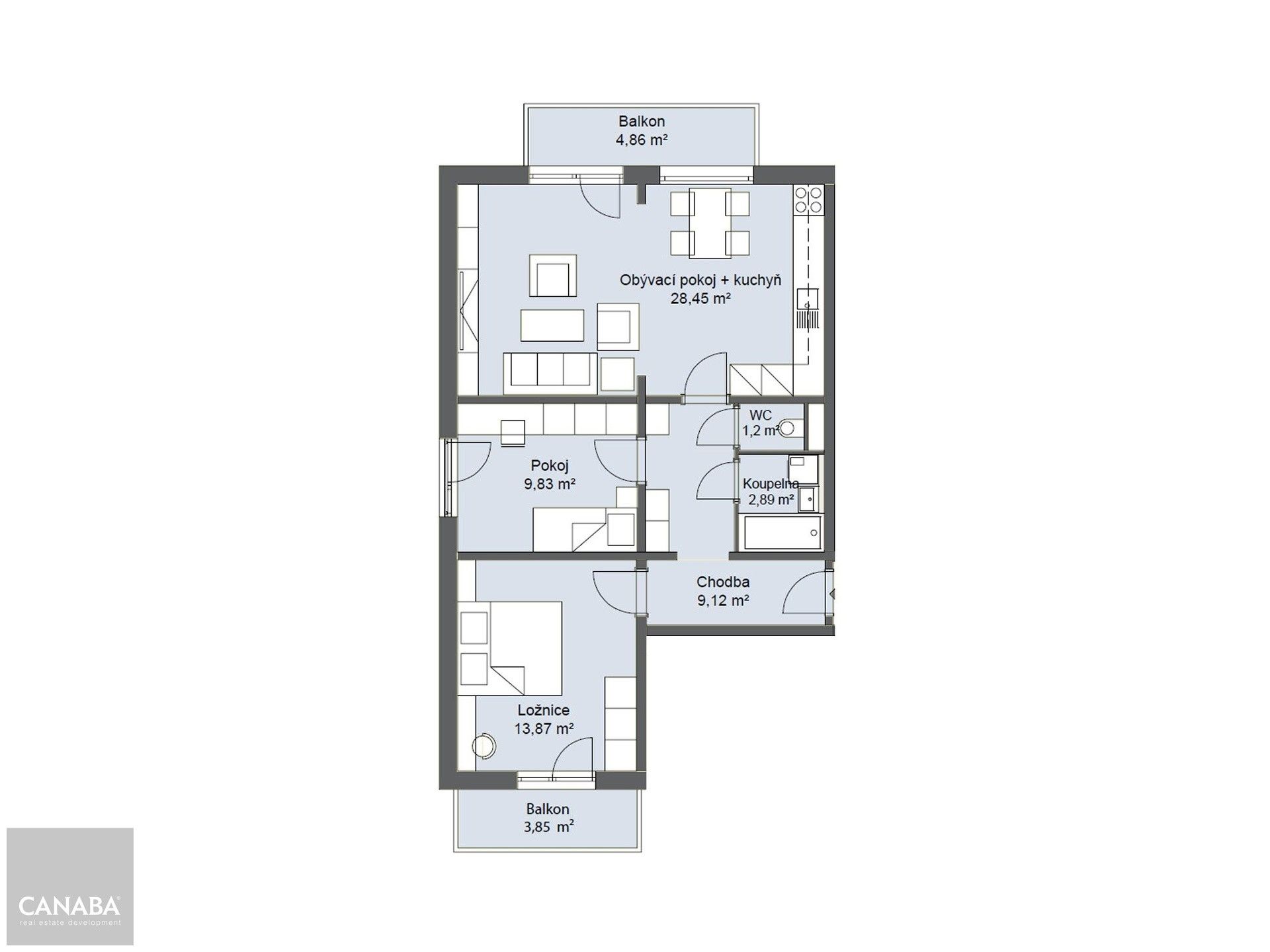 Prodej byt 3+kk - Čakovice, Praha, 74 m²
