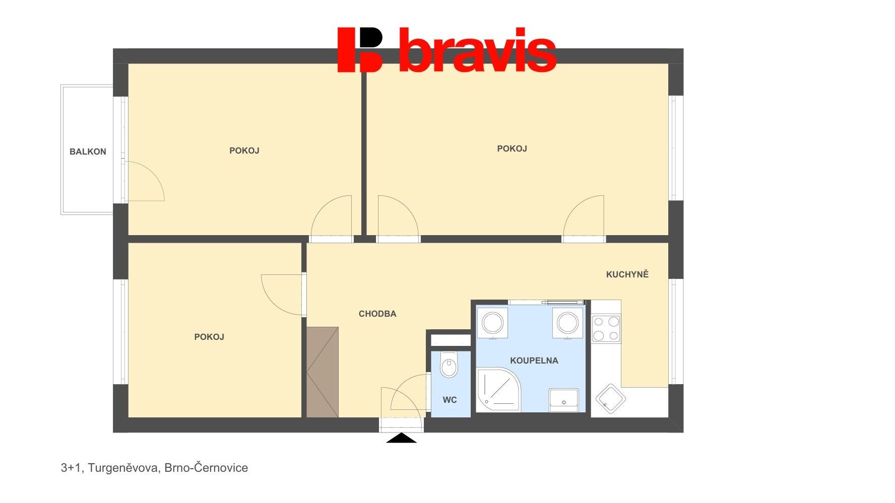 Pronájem byt 3+1 - Turgeněvova 1135, Brno Černovice, 75 m² - 5