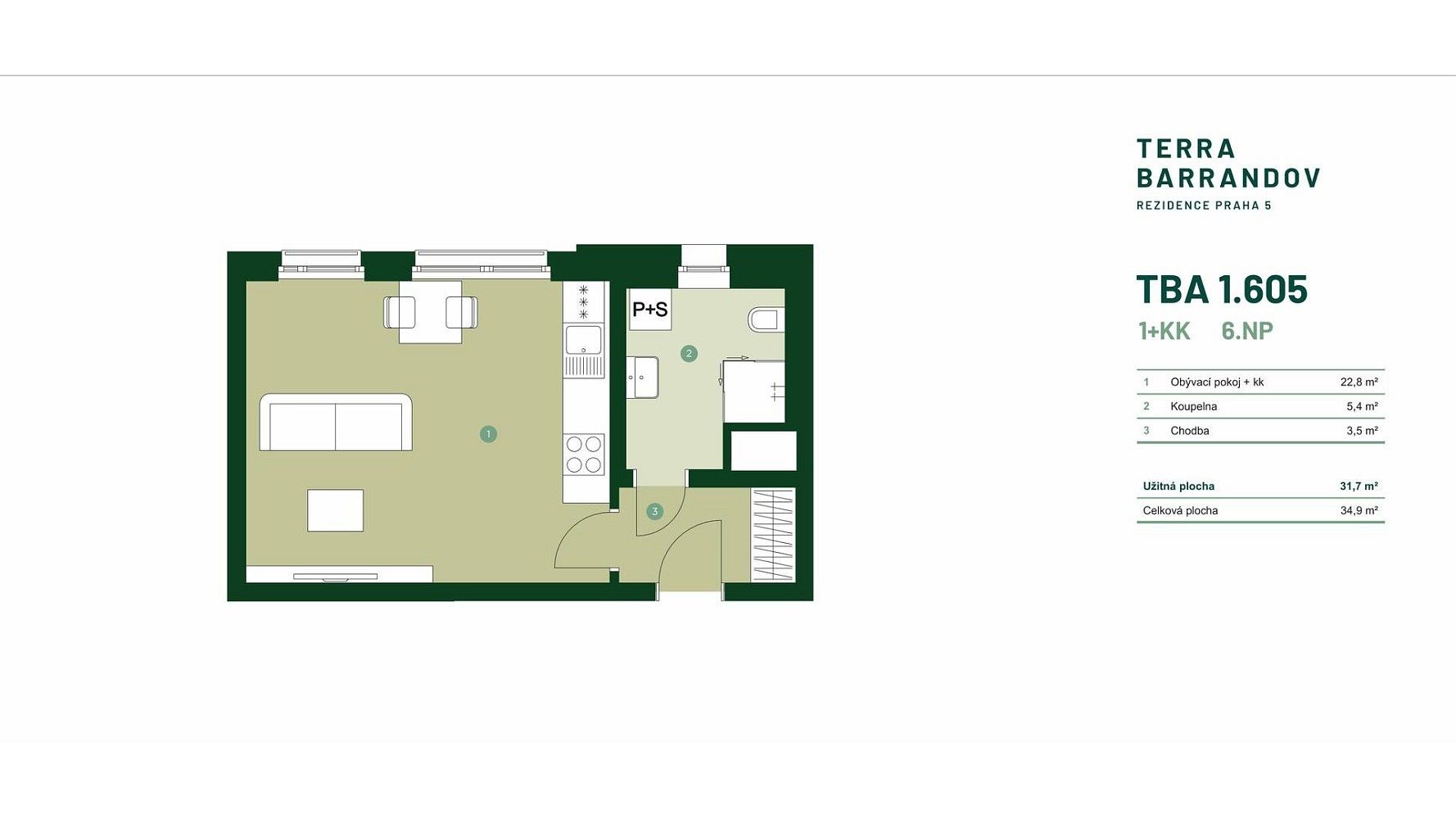 1+kk, Silurská, Praha 5 - Hlubočepy, 35 m² - 2