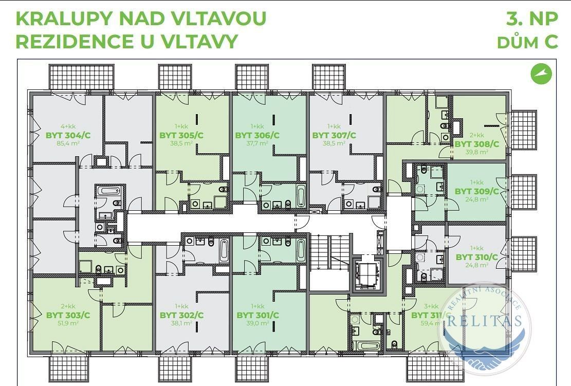 Prodej byt 2+kk - Nádražní, Kralupy nad Vltavou, 40 m²