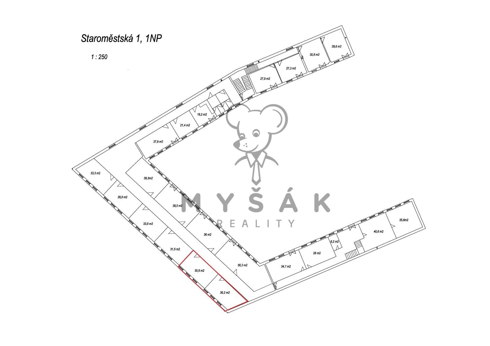 Pronájem kancelář - Hradební 351, České Budějovice 1, 67 m² - 2