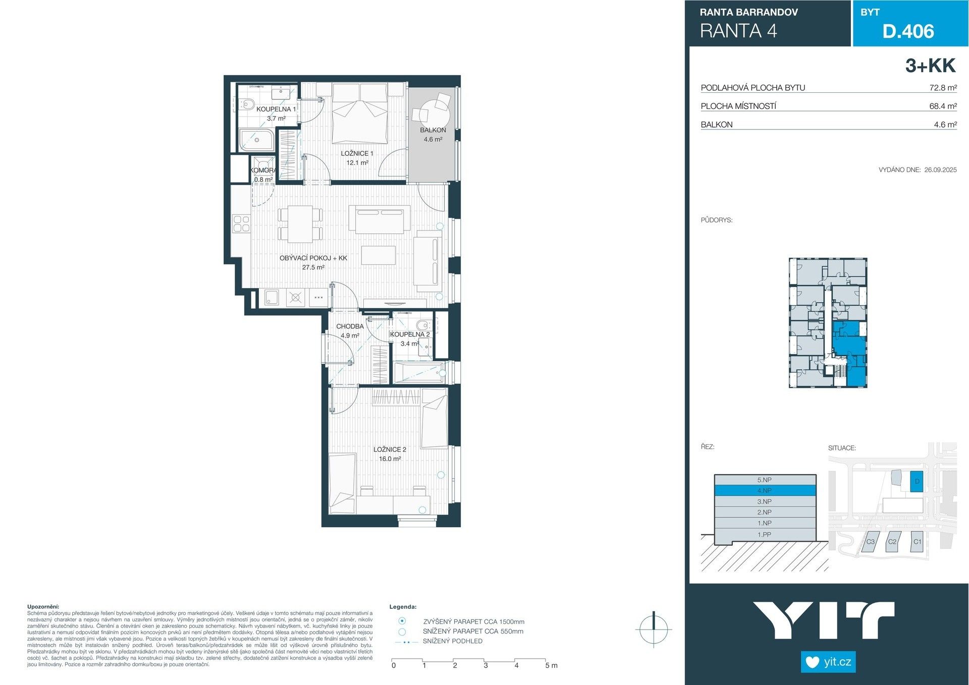Prodej byt 3+kk - Wassermannova, Praha, 68 m²