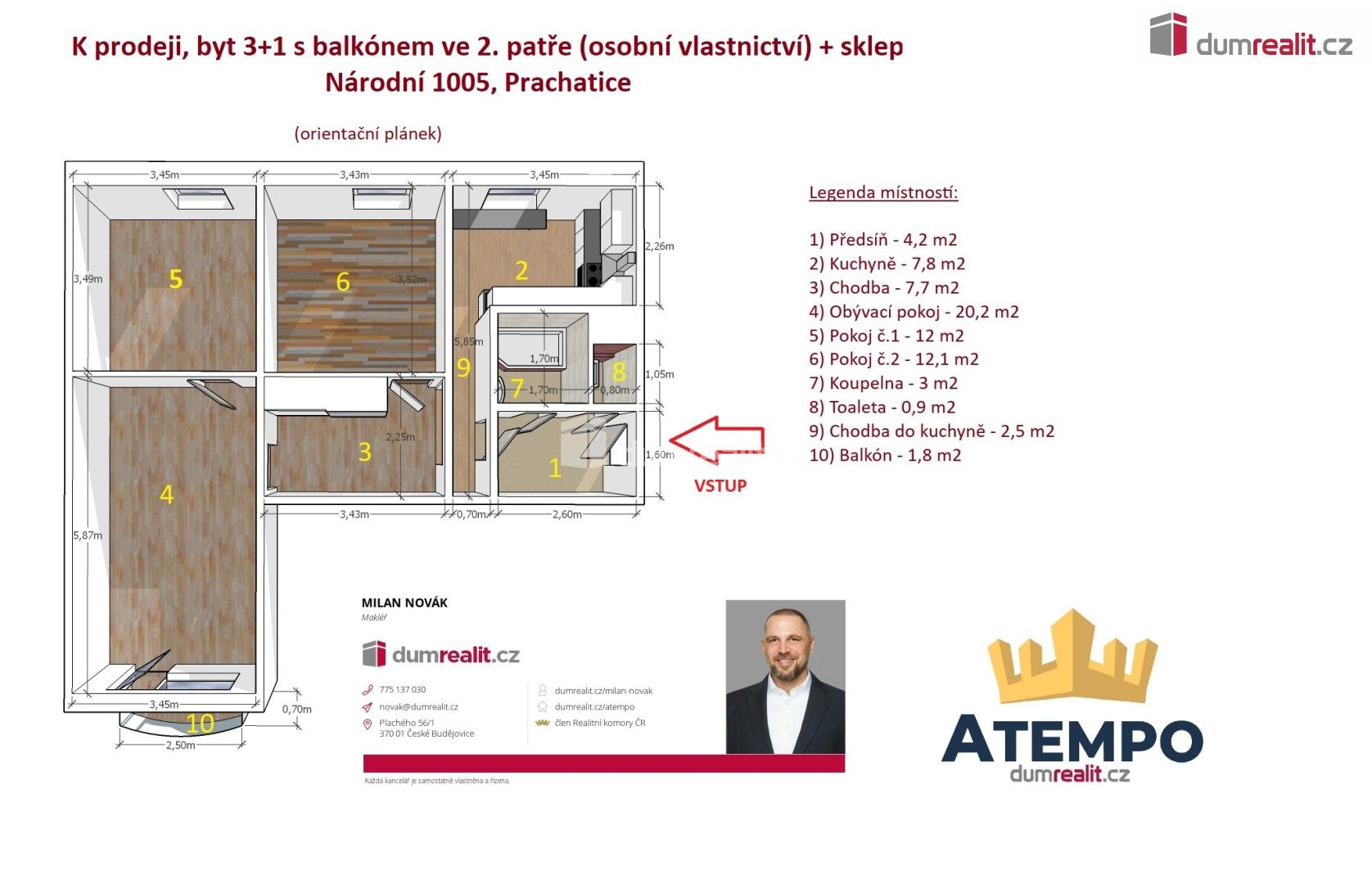 Prodej byt 3+1 - Národní, Prachatice, 72 m²