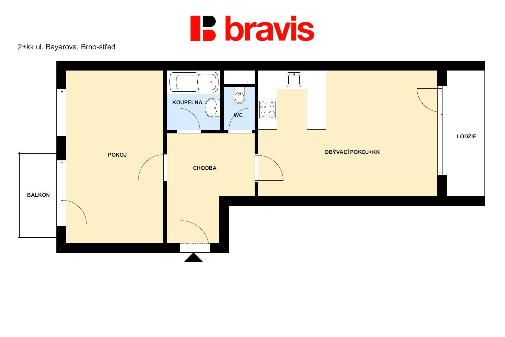 Pronájem byt 2+kk - Brno Veveří, 60 m² - 5