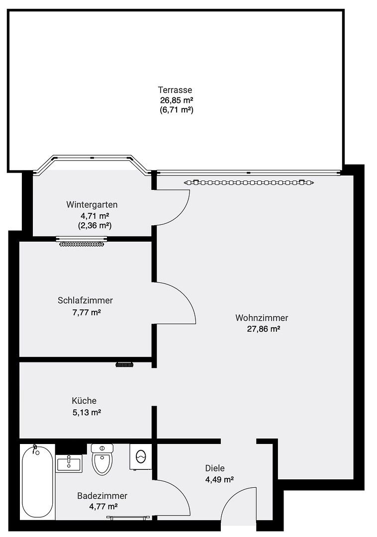 2+1, Gustav-Heinemann-Straße 109 Bremen Findorff Bremen 28215, 60 m² - 1