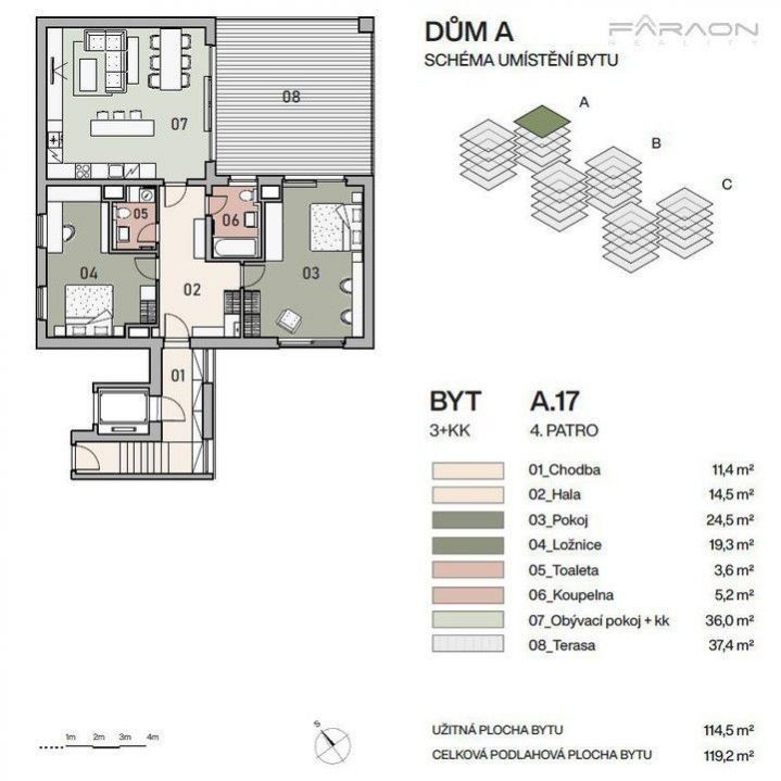 3+kk, Pod Krocínkou  , Praha Vysočany, 119 m² - 2