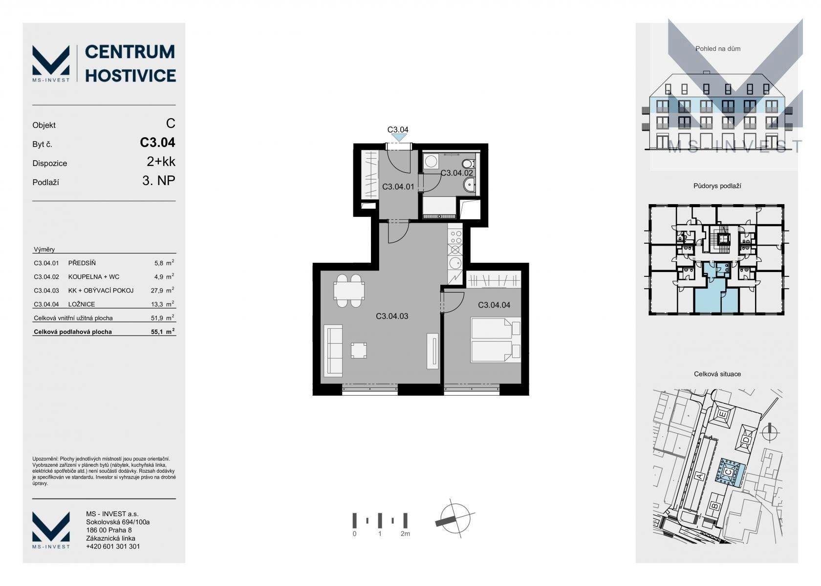 Prodej byt 2+kk - Čsl. armády, Hostivice, 55 m²