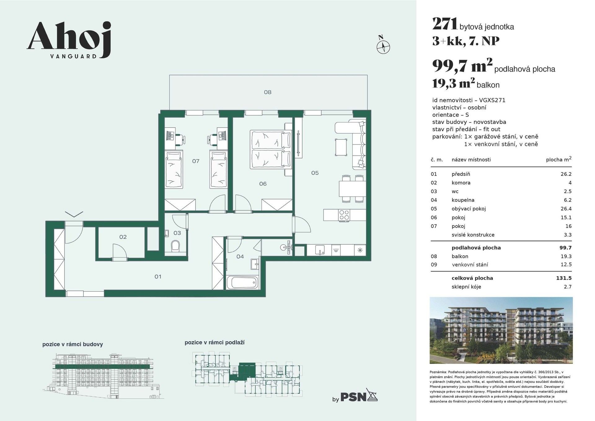 3+kk, Československého exilu, Praha, 97 m² - 2