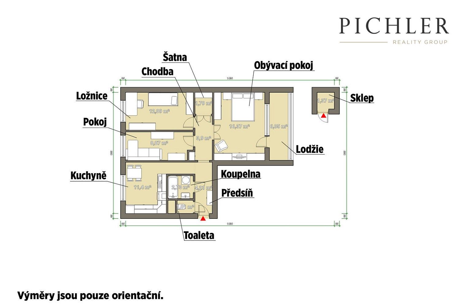 Byt 3+1 · 69 m² · Strážnická, Plzeň - Severní Předměstí - 4