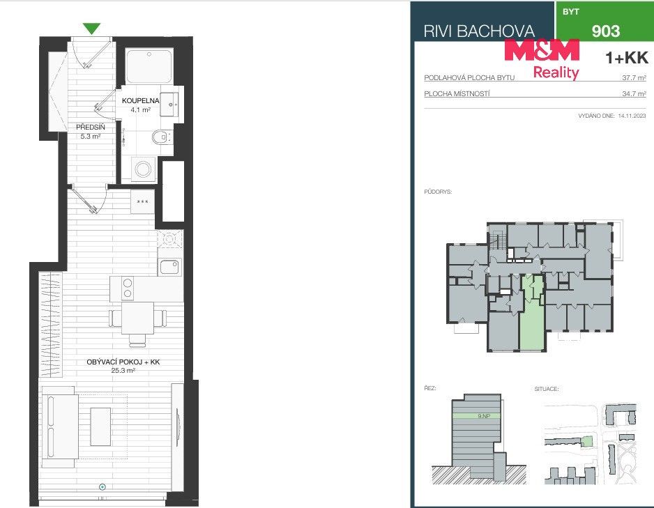 Byt 1+kk · 38 m² · Bachova, Praha - 4