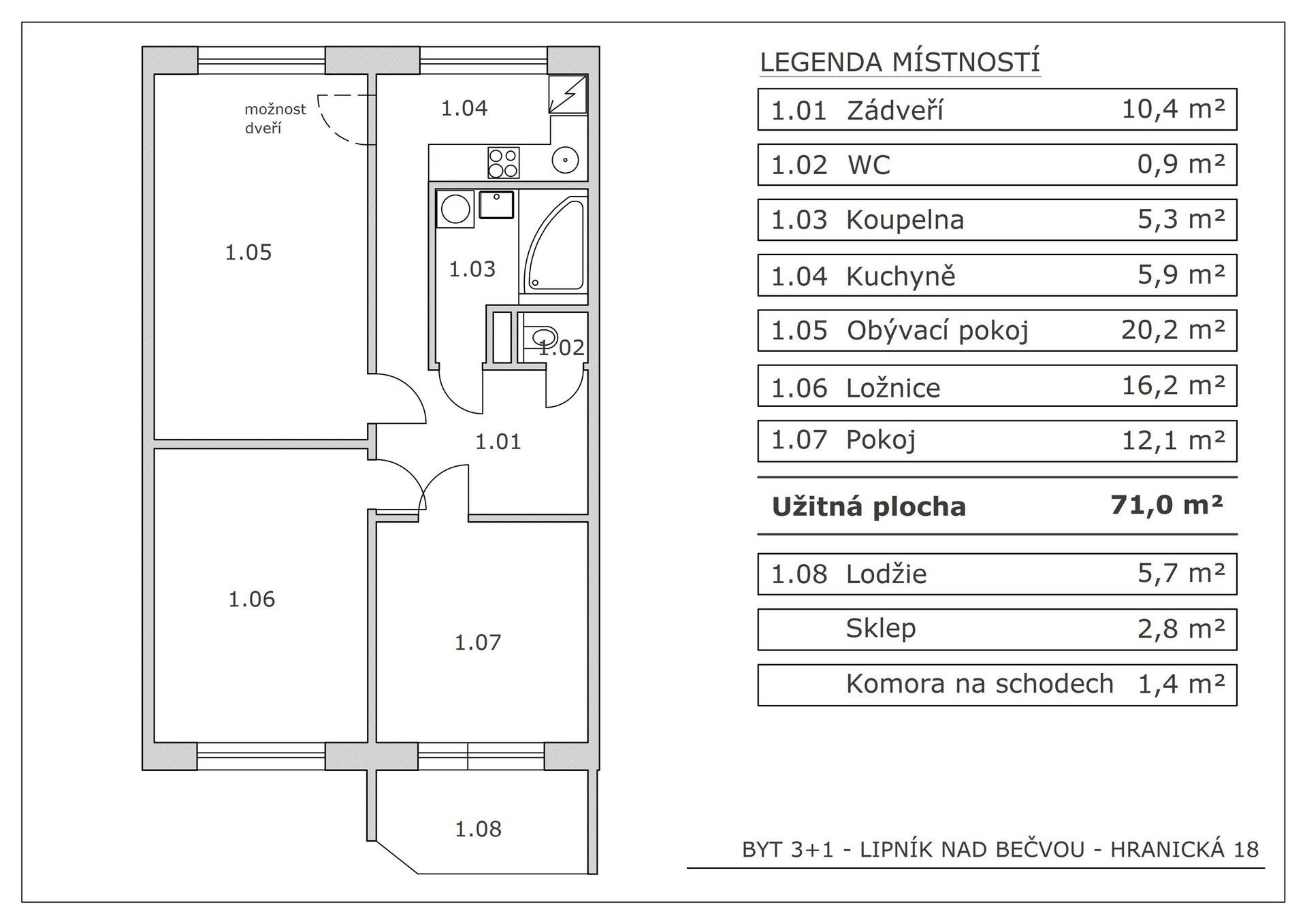 Prodej byt 3+1 - Hranická, Lipník nad Bečvou, 71 m² - 5