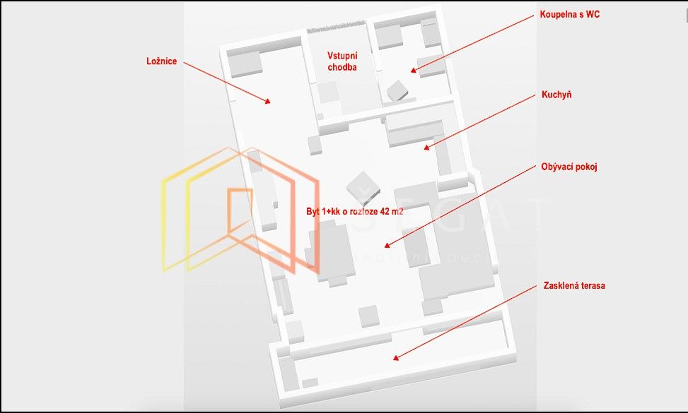 Prodej byt 1+kk - Hrabyně, okres Opava, Moravskoslezský kraj, 42 m² - 2