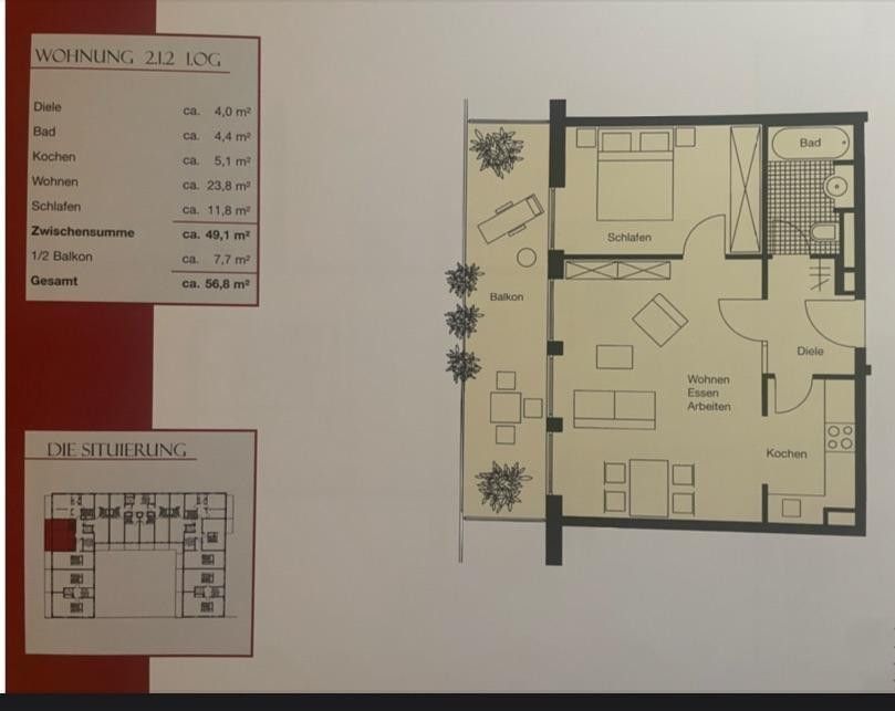2+1, München Moosach Bayern 80992, 57 m² - 1