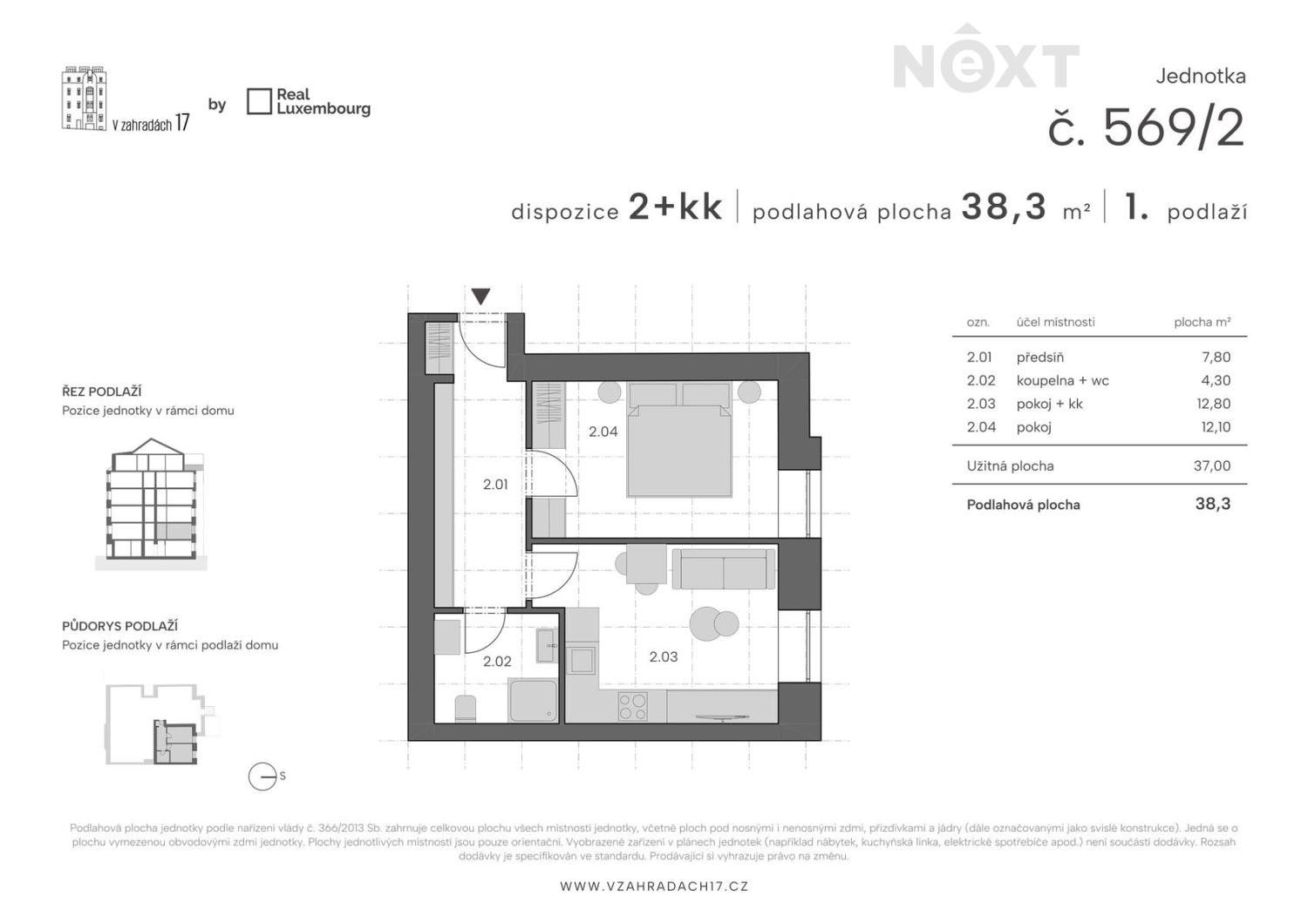 Byt 2+kk · 39 m² · V zahradách 569, Praha Libeň - 3