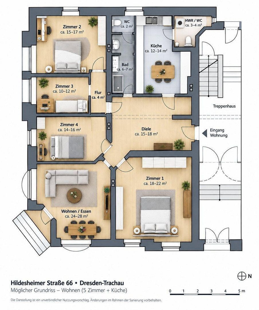 5+1, Hildesheimer Straße 66 Dresden Pieschen Sachsen 01139, 139 m² - 1