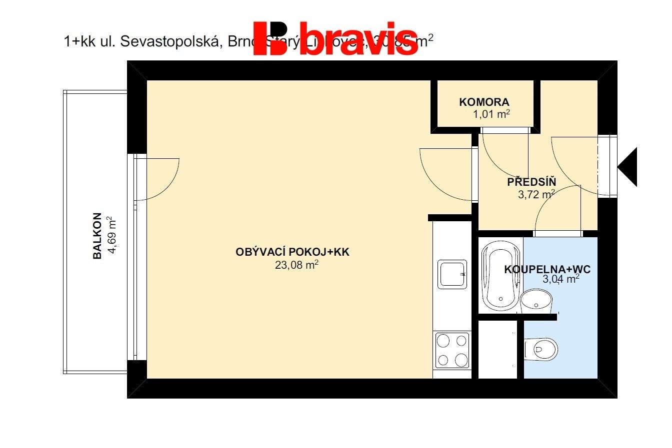 Pronájem byt 1+kk - U pošty 286, Brno Starý Lískovec, 35 m² - 5