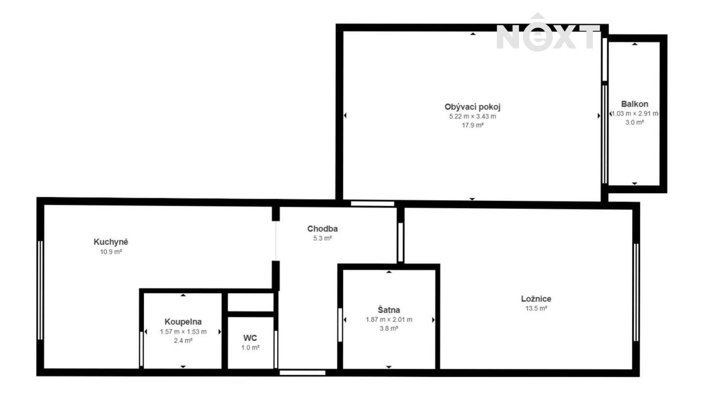 2+1, Nad parkem 385, Meziboří, 59 m²