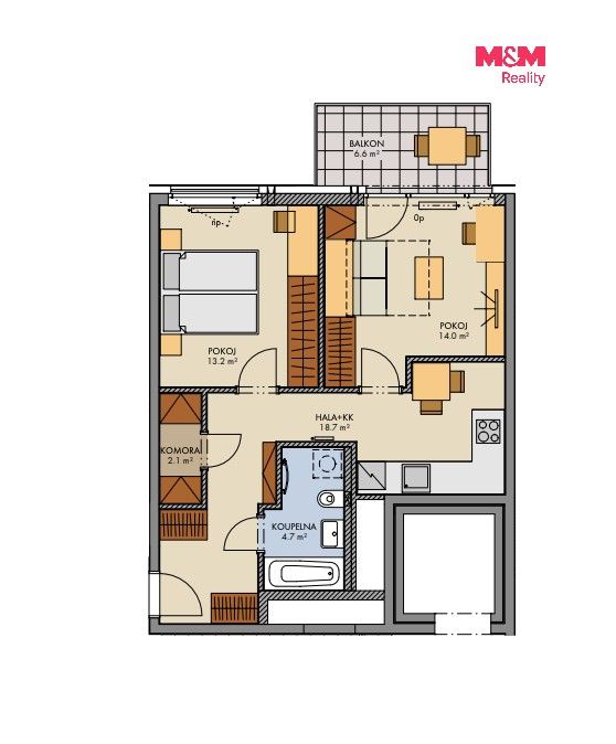 Byt 2+1 · 56 m² · Svitákova, Praha - 2
