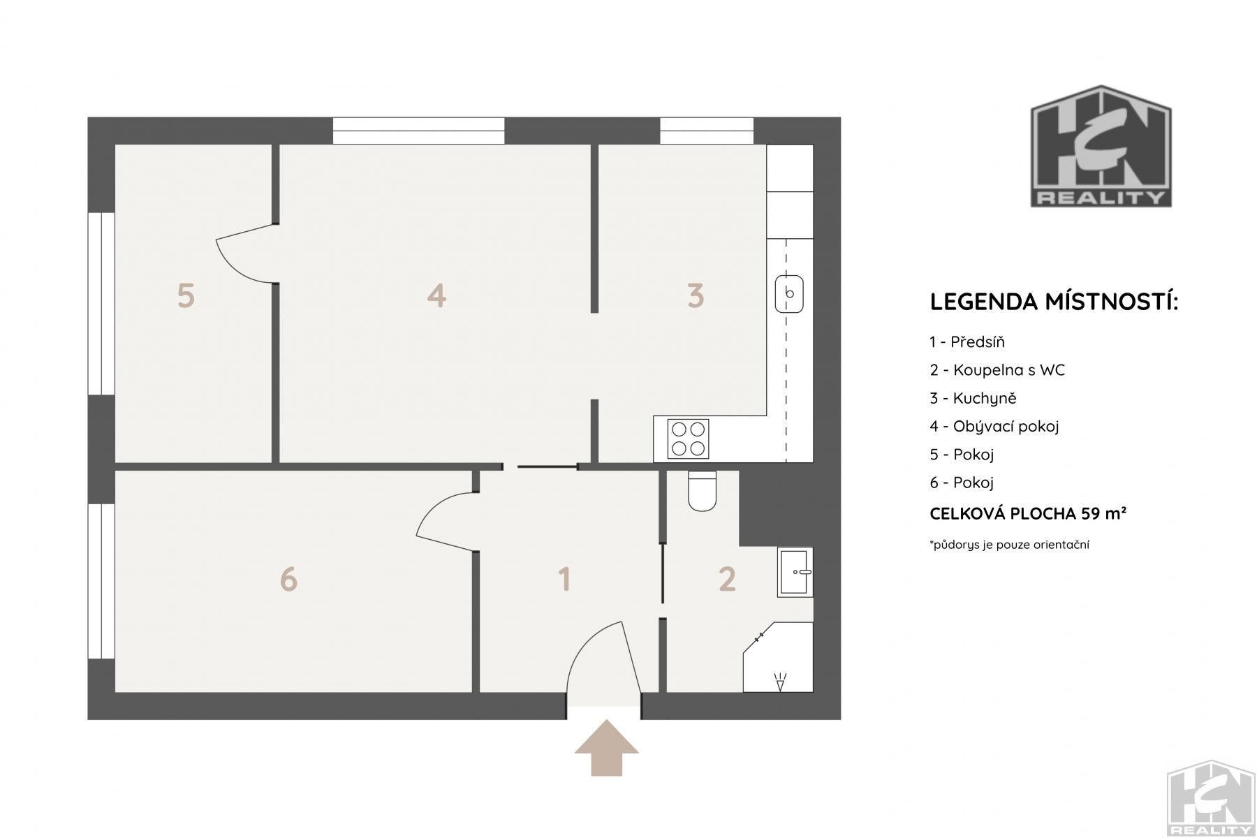 3+1, Boženy Němcové  , Jablonec nad Nisou, 59 m² - 2