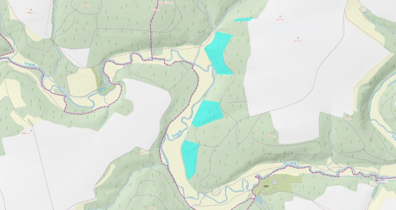 Lesní pozemek, Křelovice – pohled 3