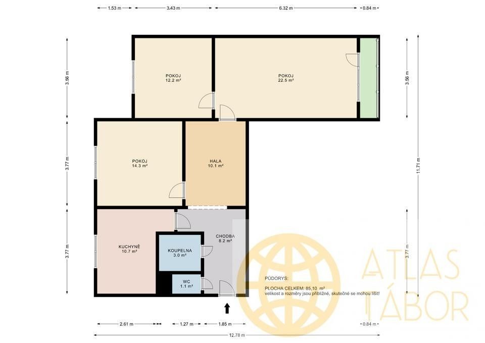 Pronájem byt 3+1 - Berlínská, Tábor, 71 m²