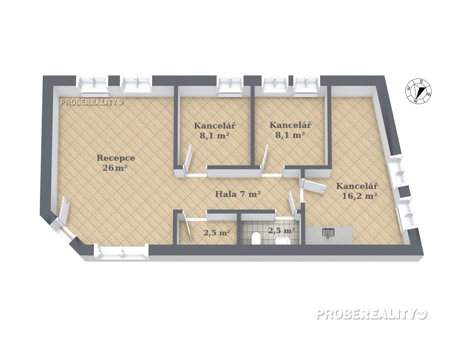 Pronájem kancelář - V Pražské bráně, Beroun, 71 m²