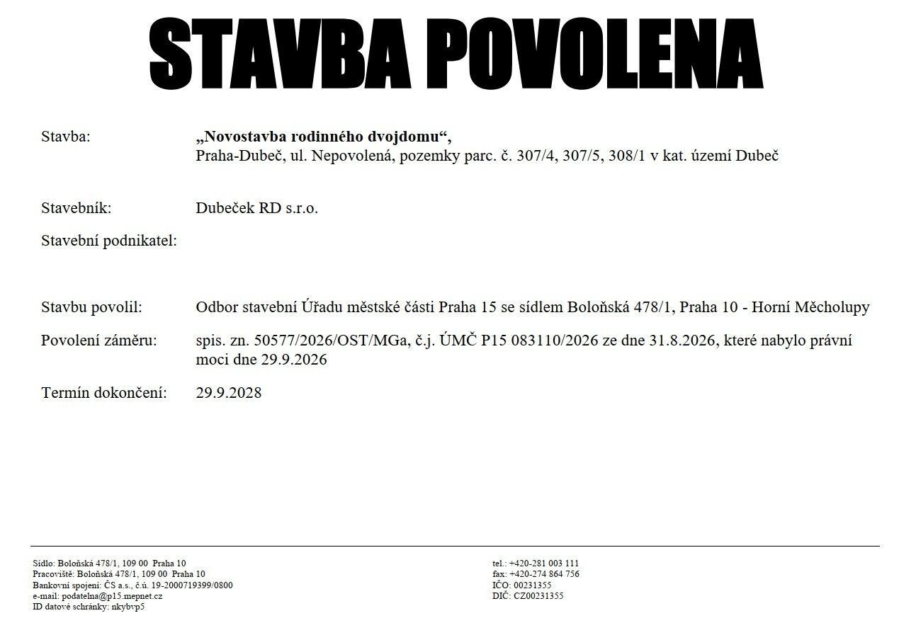 Pozemky pro bydlení, Praha - Dubeč - 2