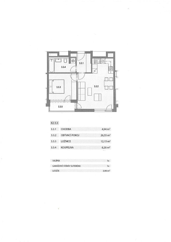 Pronájem byt 2+kk - Roztoky, okres Praha-západ, Středočeský kraj, 50 m² - 2