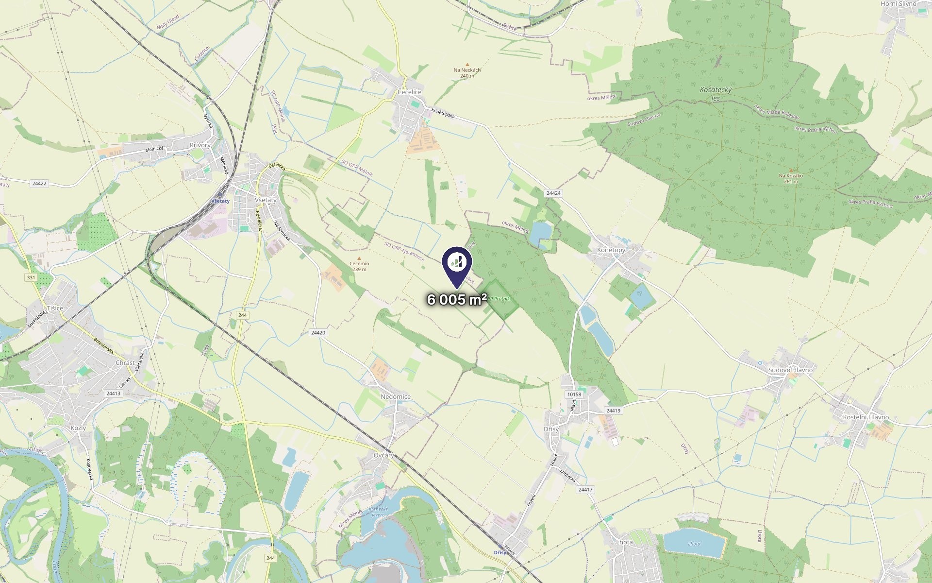 Zemědělský pozemek · 6 005 m² · Všetaty - 3