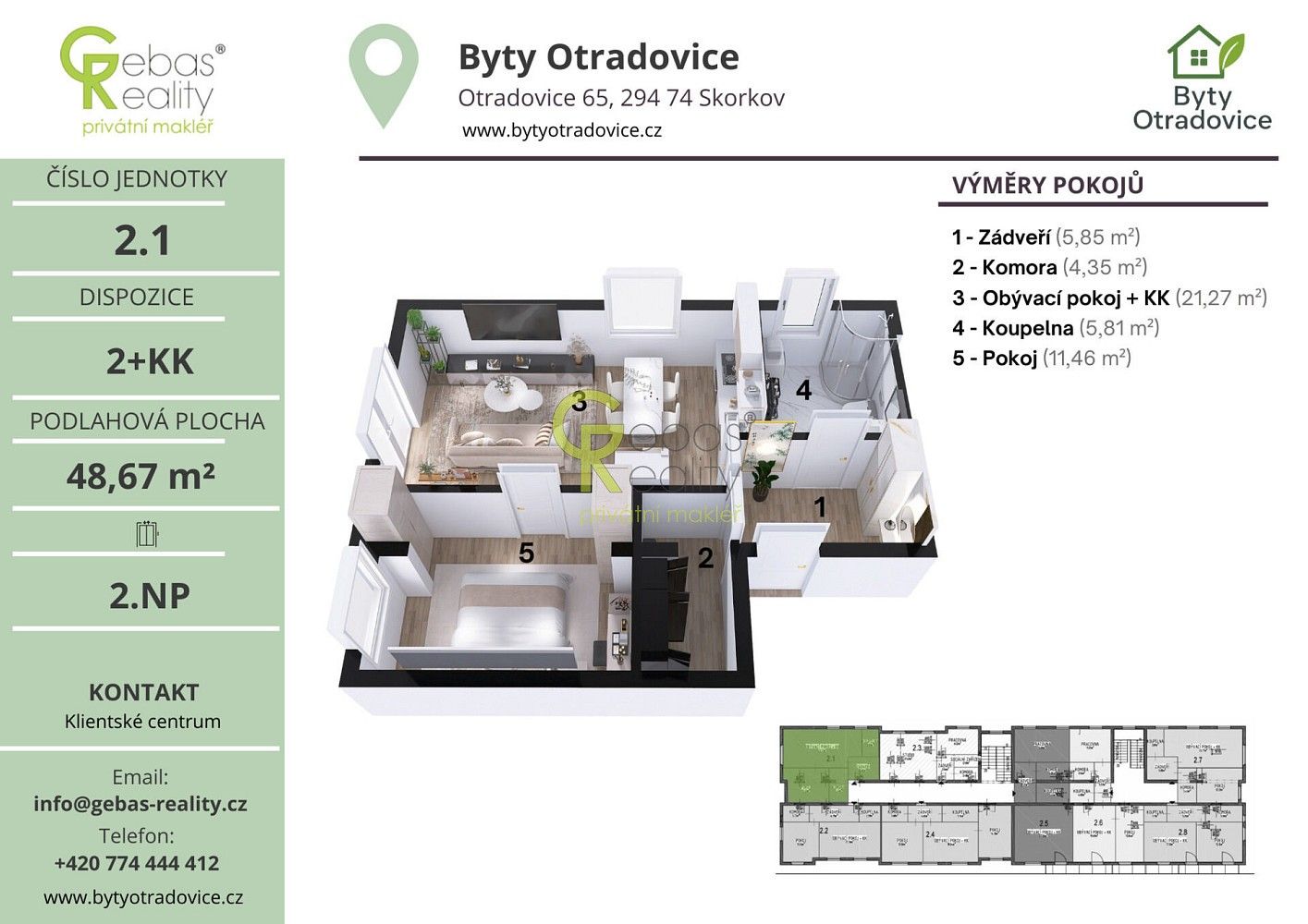Byt 2+kk · 49 m² · Skorkov - Otradovice, okres Mladá Boleslav - 4