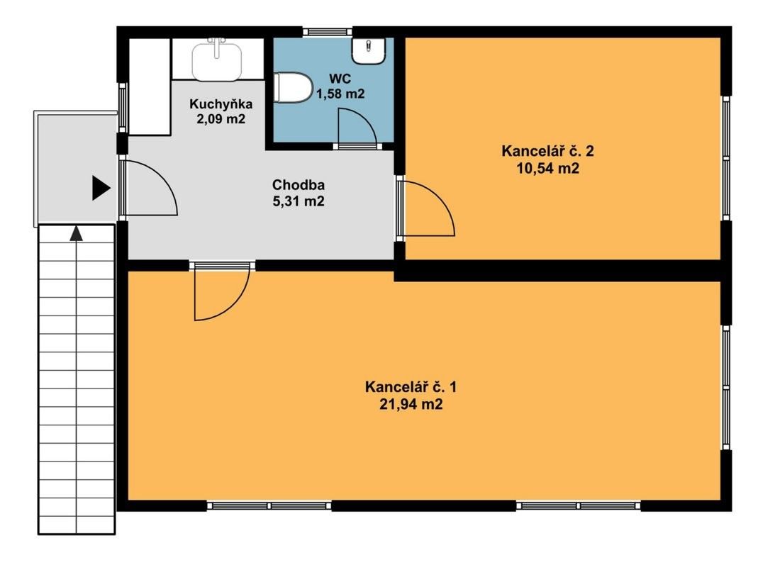 Pronájem kancelář - U Dálnice 261, Chlumec, 42 m²