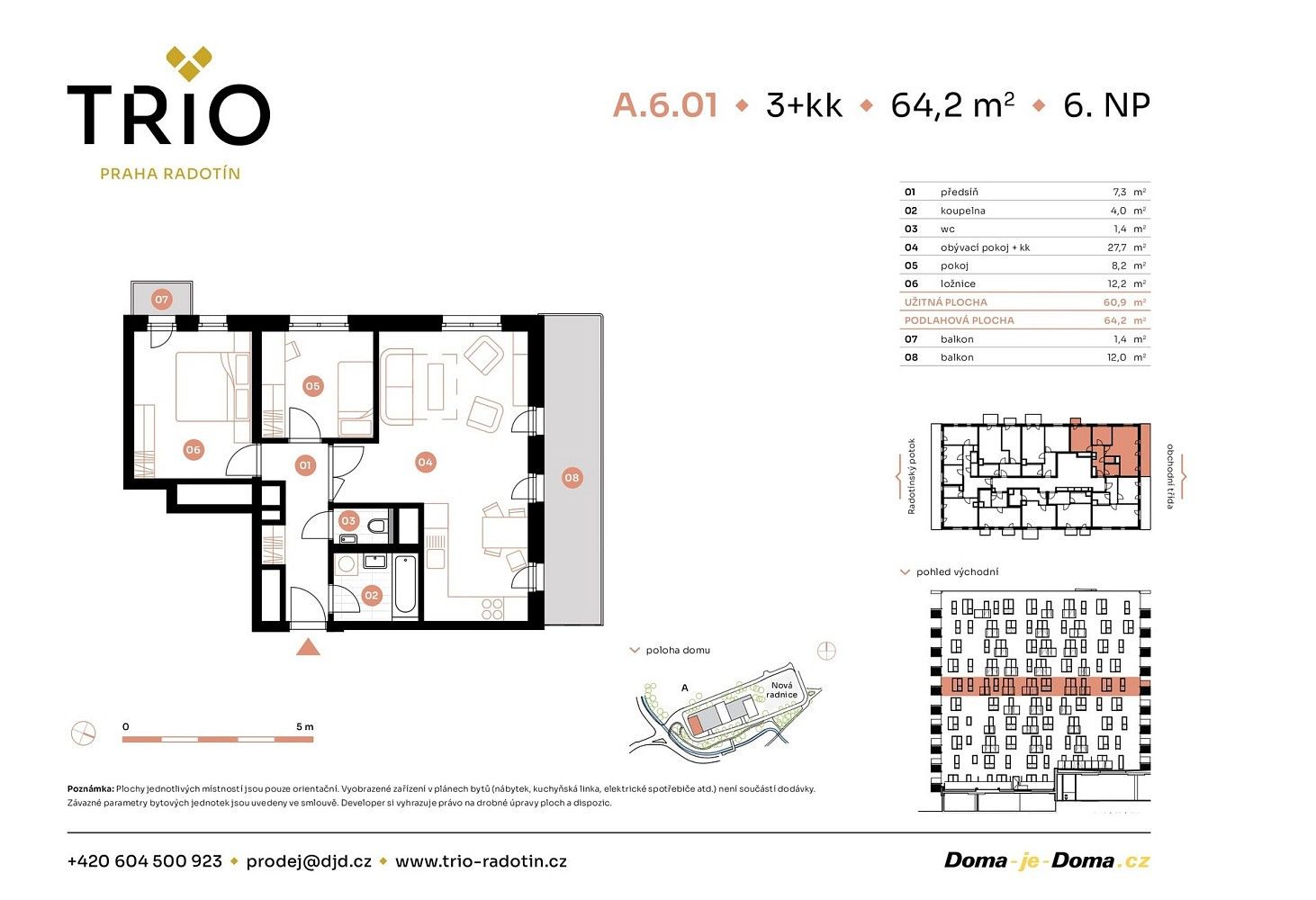 Prodej byt 3+kk - náměstí Osvoboditelů, Praha 5 - Radotín, 64 m² - 2