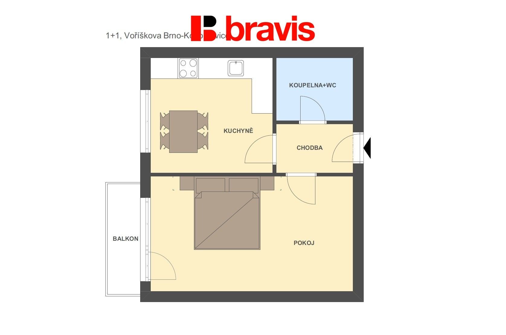 Pronájem byt 1+1 - Voříškova 403, Brno Kohoutovice, 32 m² - 5