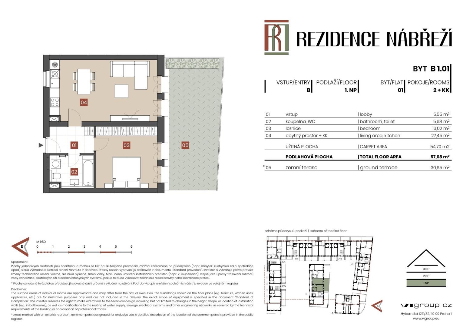 2+kk, Nábřeží, Brandýs nad Labem-Stará Boleslav Stará Boleslav, 55 m² - 2