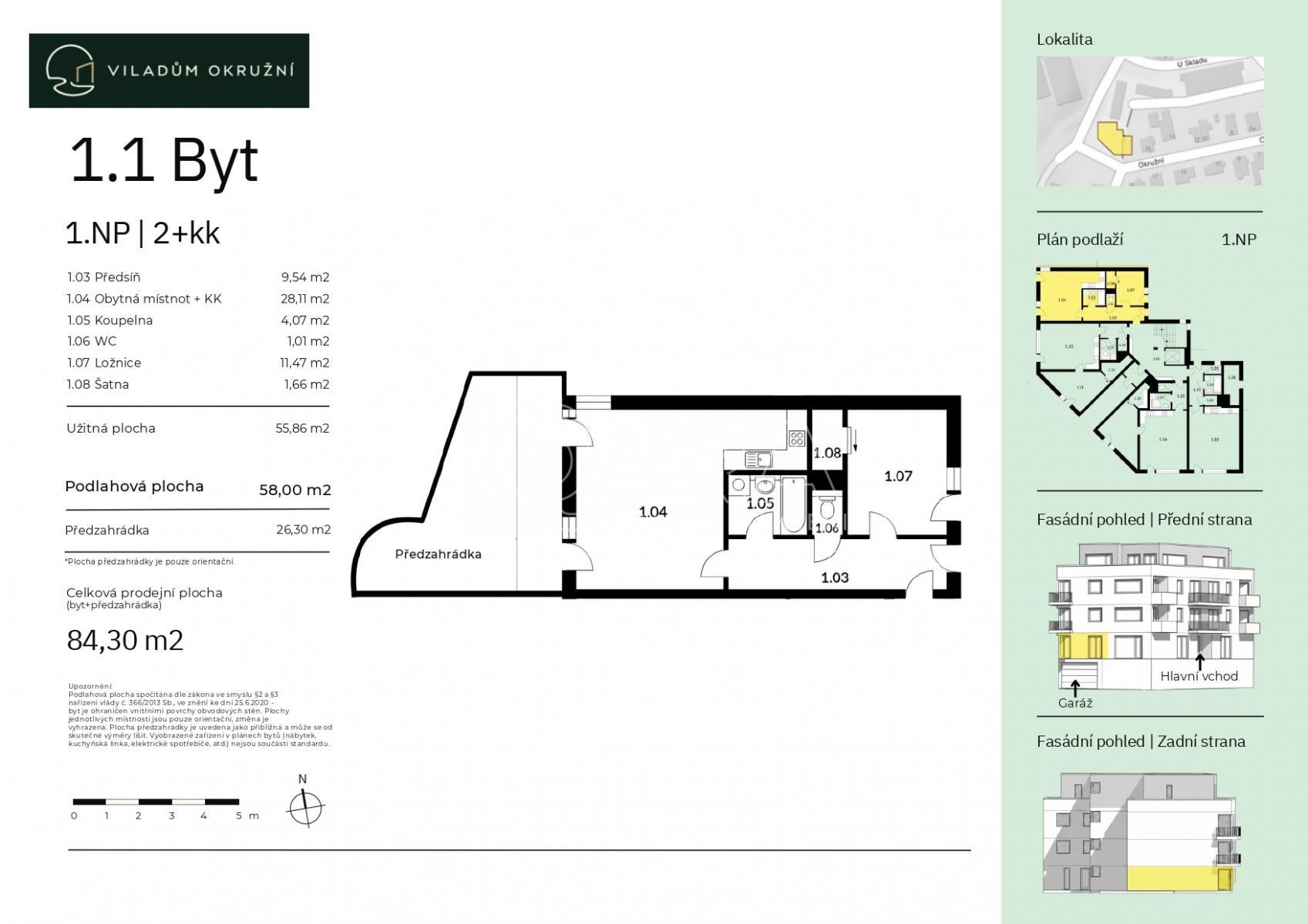 Byt 2+kk · 58 m² · Okružní, Praha - 3