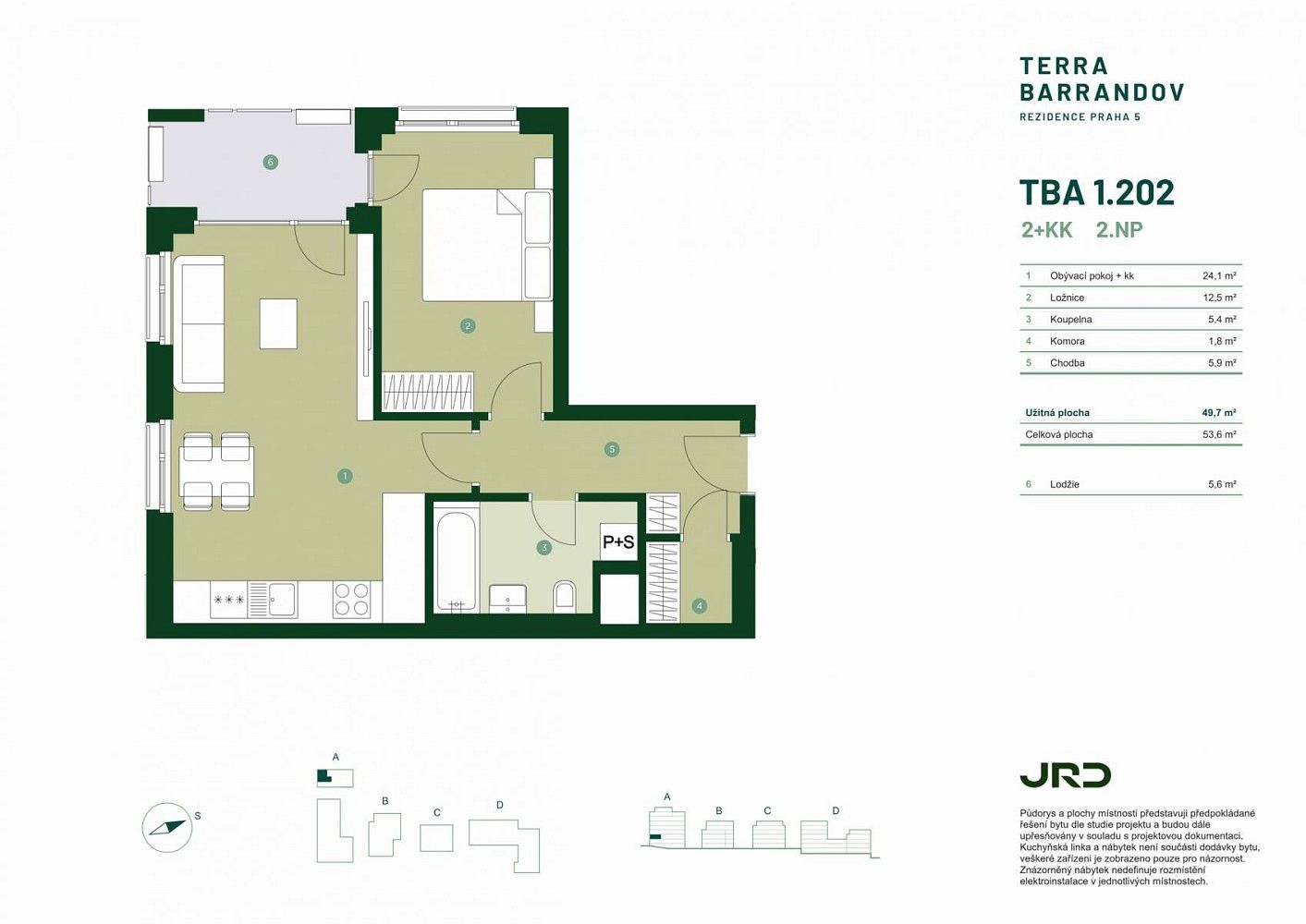 2+kk, Praha - Hlubočepy, okres Praha 5, Hlavní město Praha, 54 m² - 2
