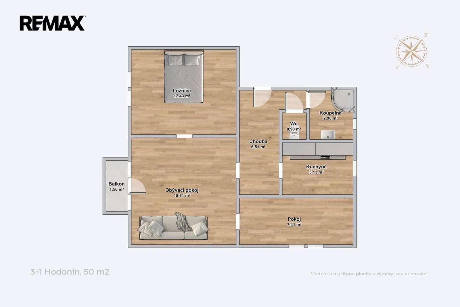 Prodej byt 3+1 - U Červených domků 2971, Hodonín, 50 m² - 2