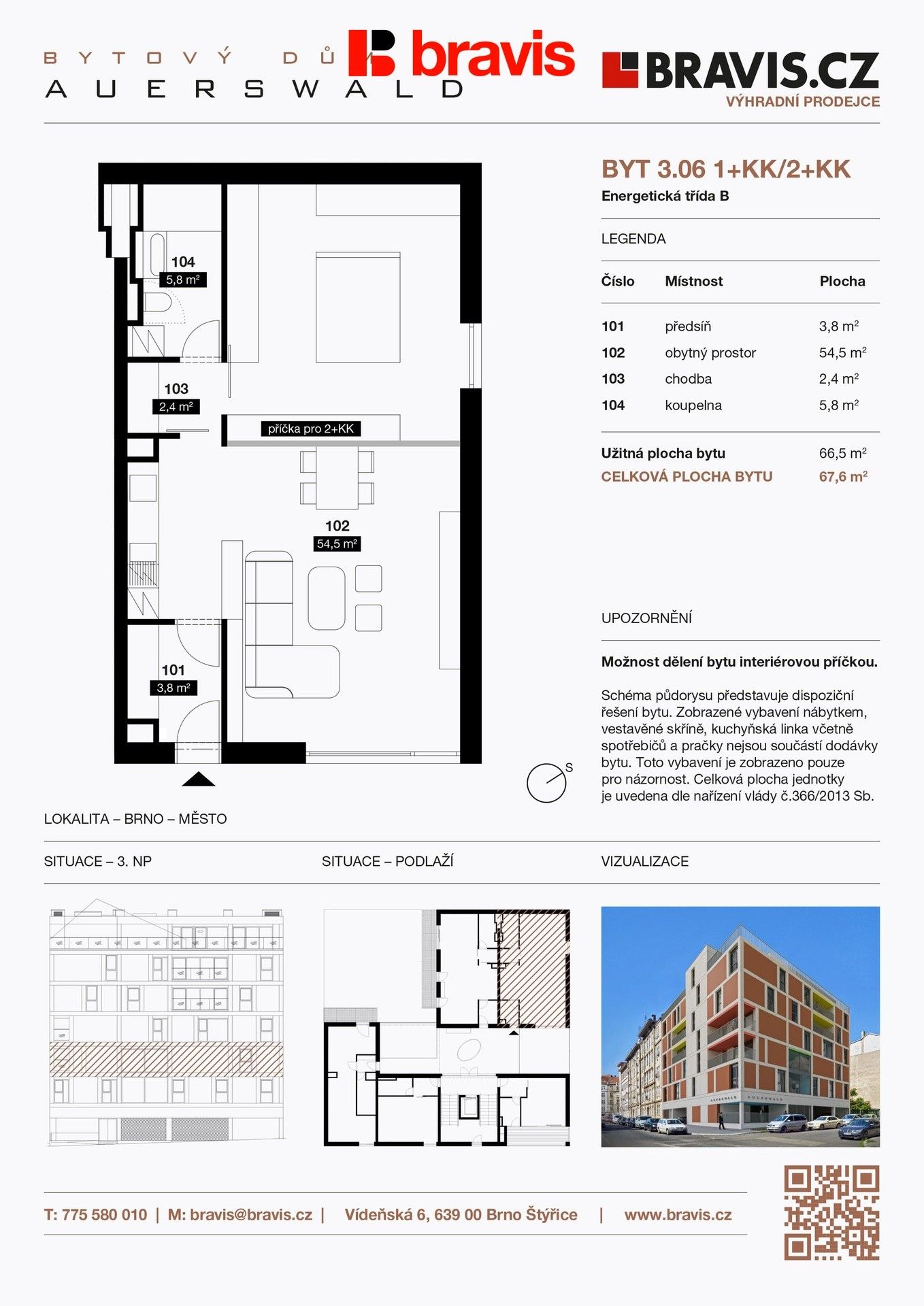 Prodej byt 2+kk - Auerswaldova 947, Brno Zábrdovice, 68 m² - 5