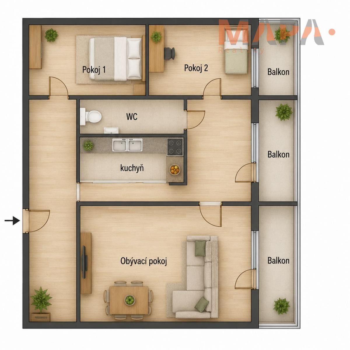 Byt 3+1 · 63 m² · Budovatelská, Klášterec nad Ohří - 3