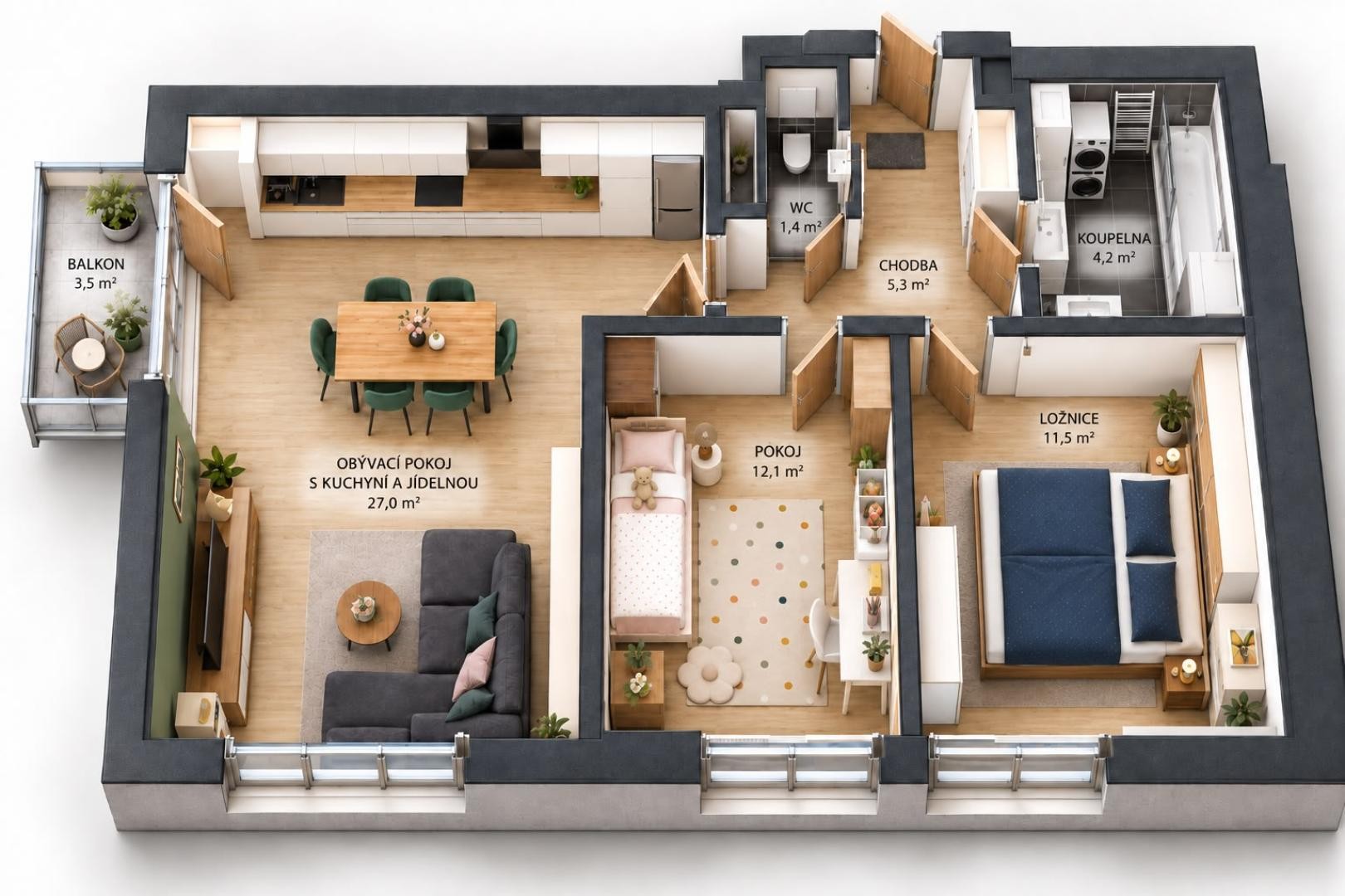 3+kk, Tikalova 630, Včelná, 66 m² - 2