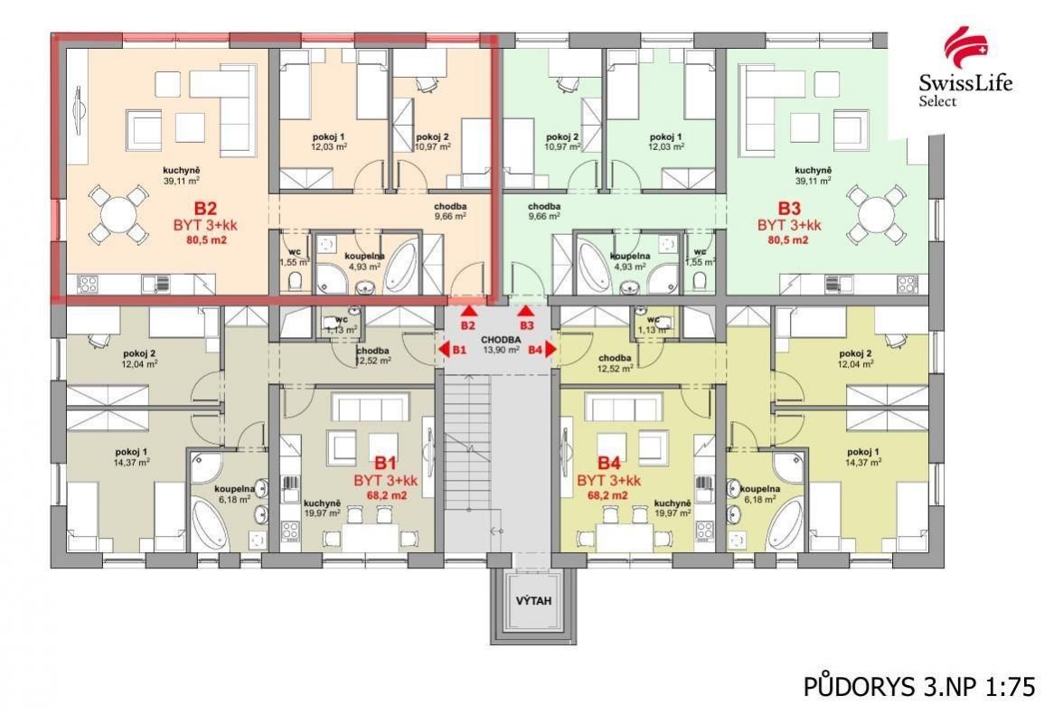 Byt 3+kk, 80 m²