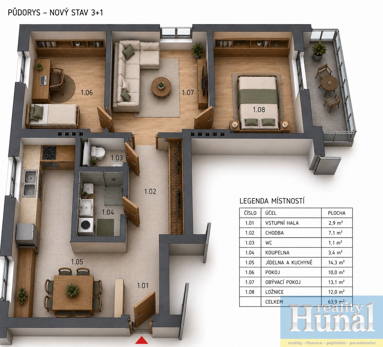 Byt 3+1 · 63 m² · Za Kasárny, Lukavec - 3