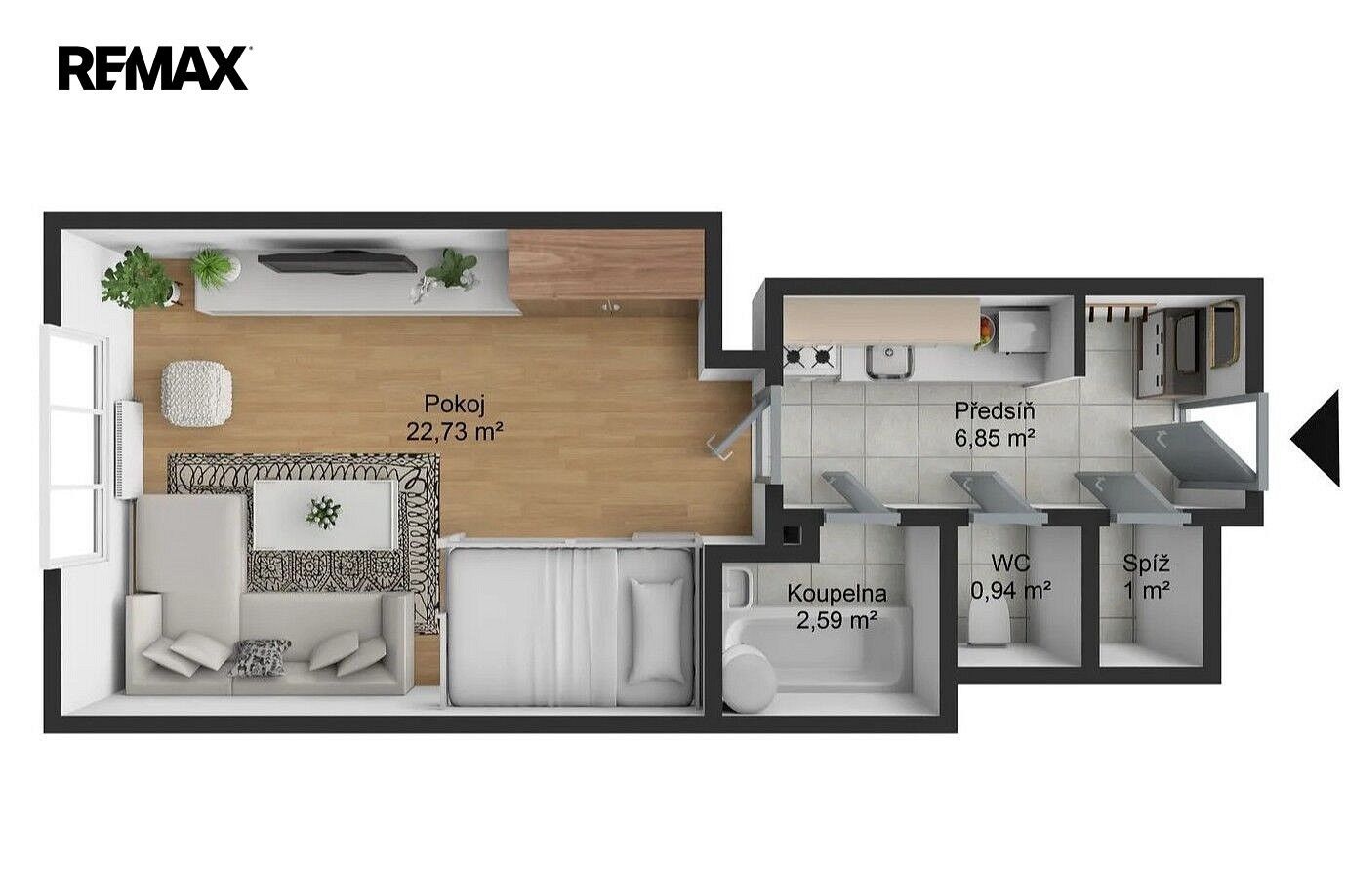 Byt 1+kk · 34 m² · Praha - Vysočany, okres Praha 9, Hlavní město Praha - 3