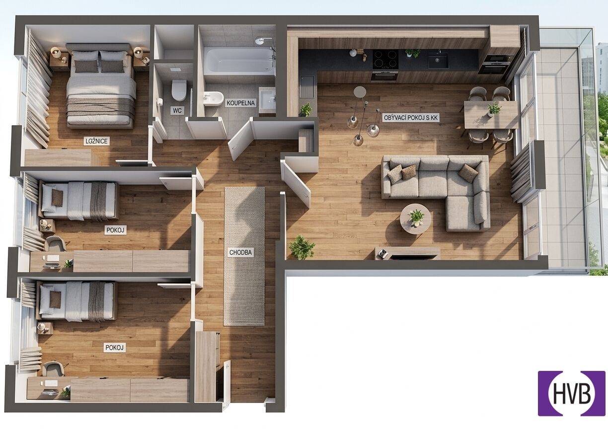 4+kk, Praha Letňany, 76 m² - 2