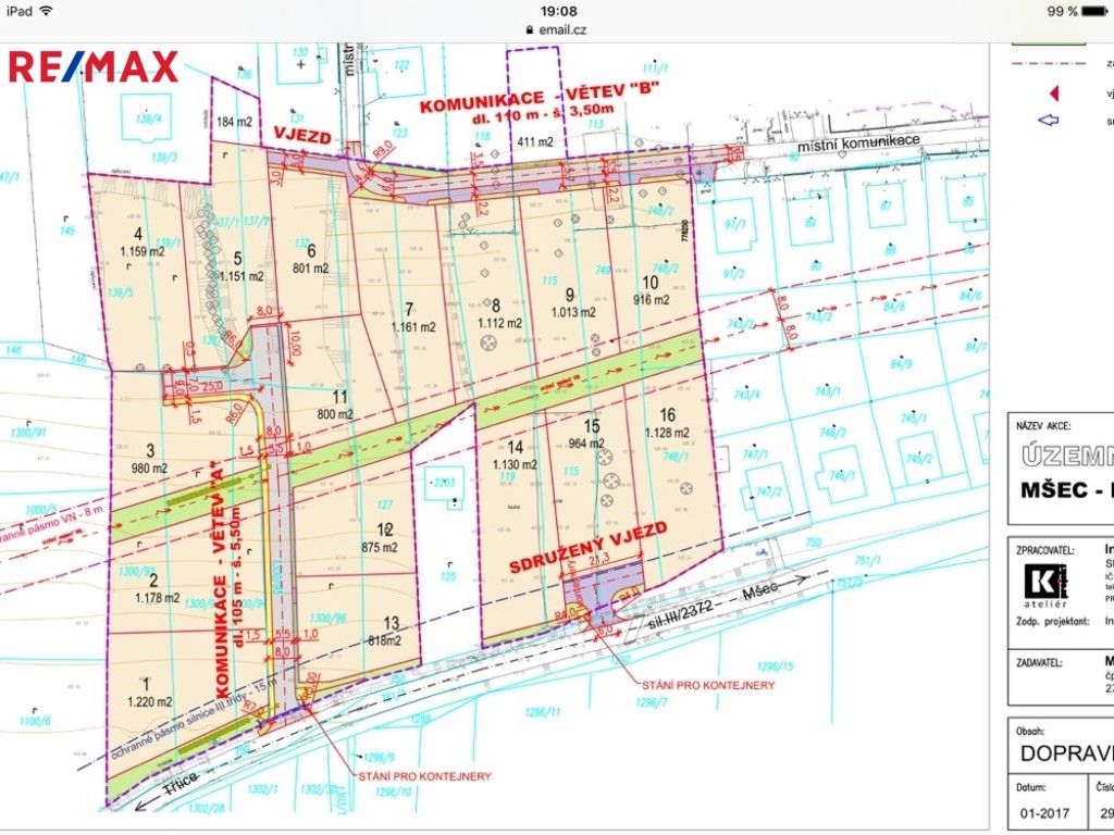 Pozemky pro bydlení, Mšec, 999 m²