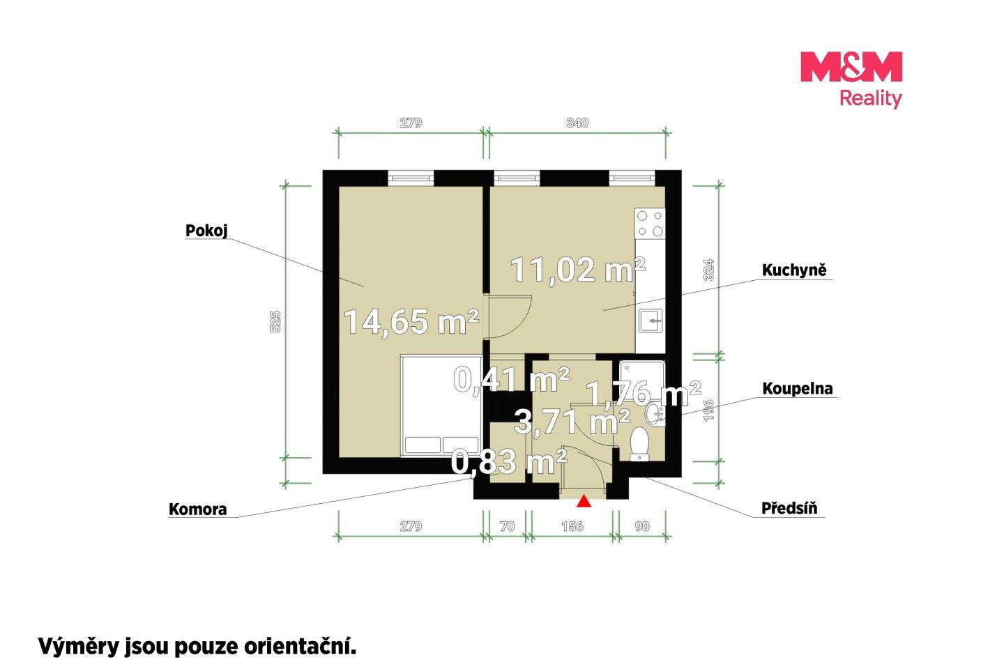 Byt 1+1 · 32 m² · Slovanská, Plzeň - 3